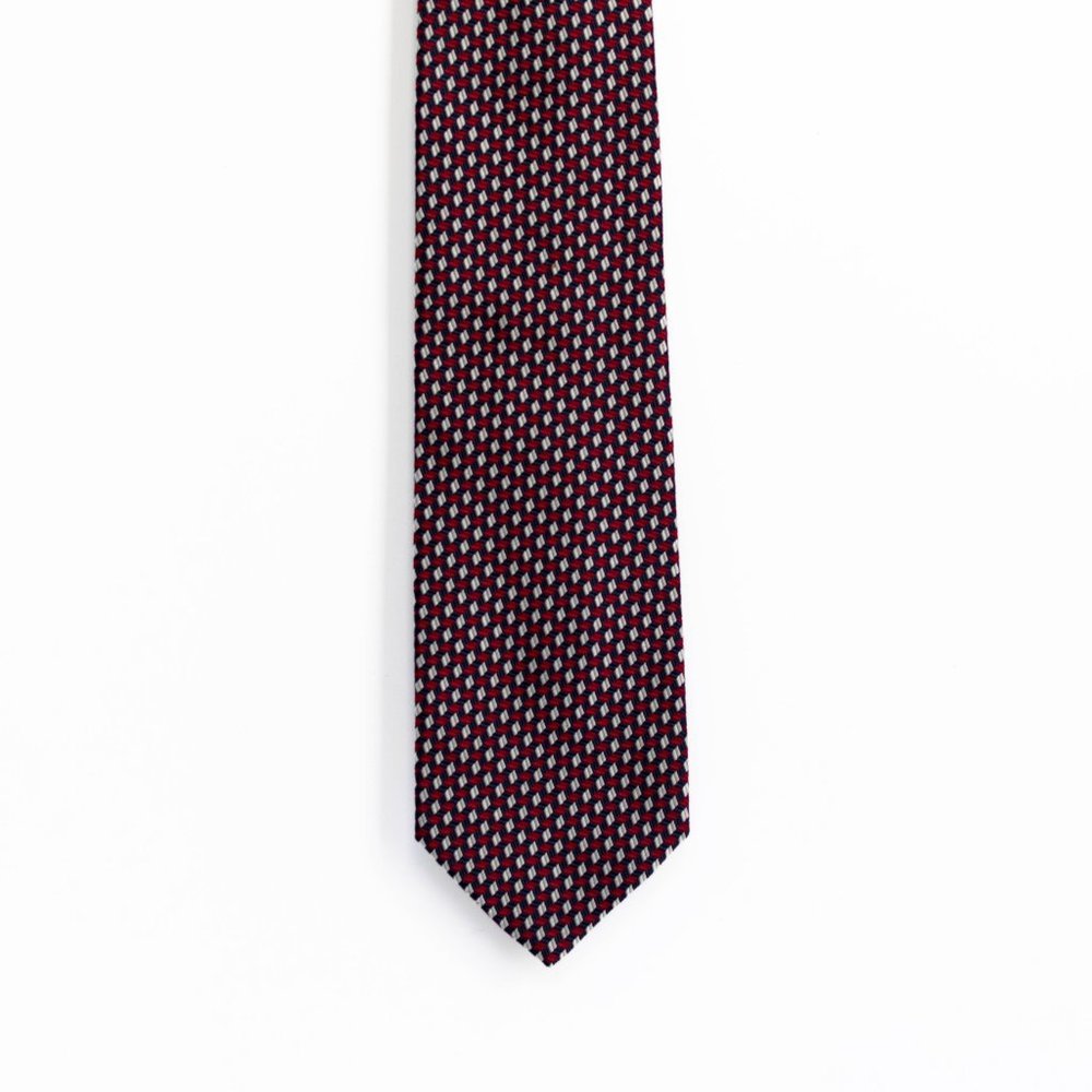 VALENTINO‎ Men's Designer Silk Necktie Burgundy Red Blue Silver Made in Italy